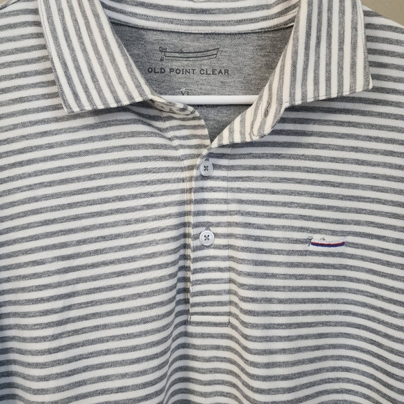 Old Point Clear Size XL Gray and White Striped Shirt polo - Picture 3 of 8